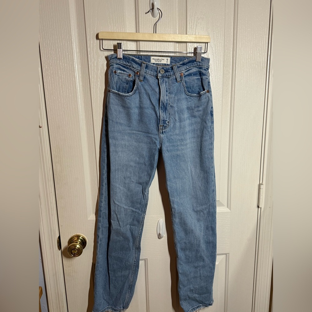 Abercrombie & Fitch Blue Ankle Straight Ultra High Rise Jeans